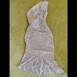 silver lavender one-shoulder mermaid dress